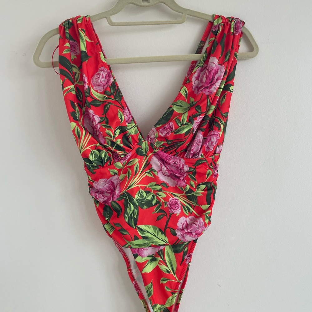 Floral Red Bodysuit NWT